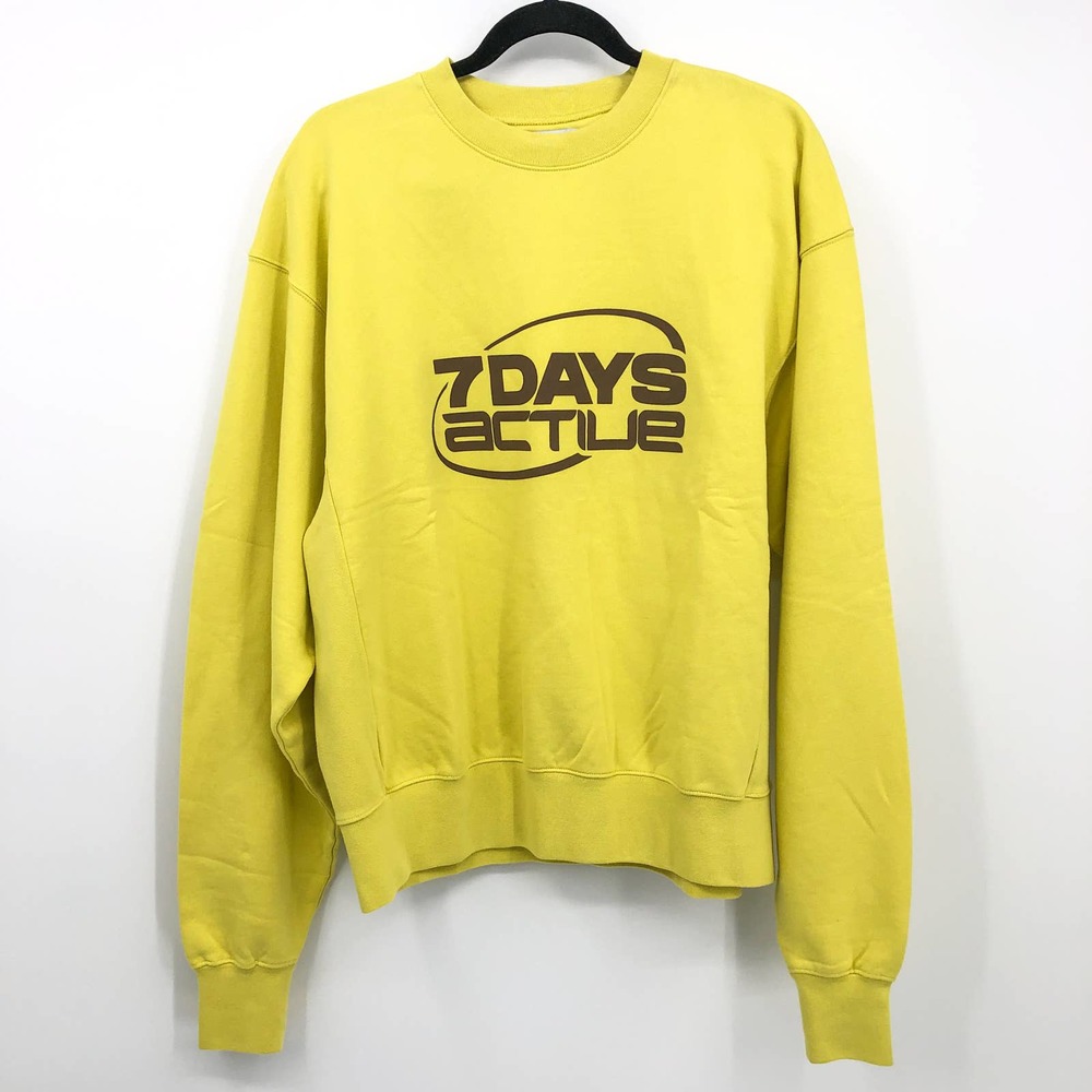 NEW 7 Days Active Oversized Monday Acacia Yellow Crewneck Sweatshirt Small